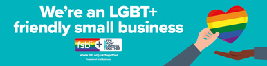 Image from the Federation of Small Businesses indicating that Refreshing Publishing is an LGBT+ friendly small business.